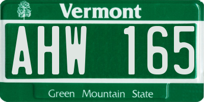 VT license plate AHW165
