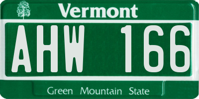VT license plate AHW166