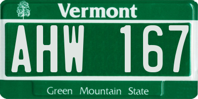 VT license plate AHW167