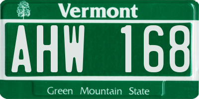 VT license plate AHW168