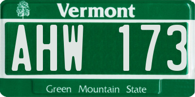 VT license plate AHW173