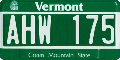 VT license plate AHW175