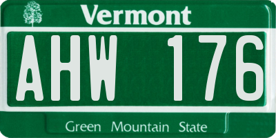 VT license plate AHW176