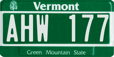 VT license plate AHW177