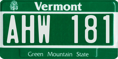 VT license plate AHW181
