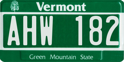 VT license plate AHW182