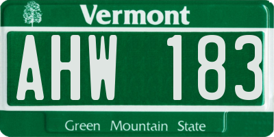 VT license plate AHW183