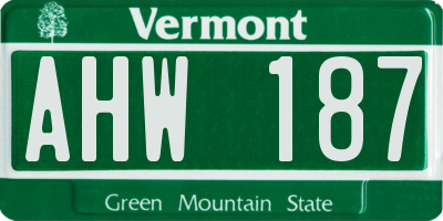 VT license plate AHW187