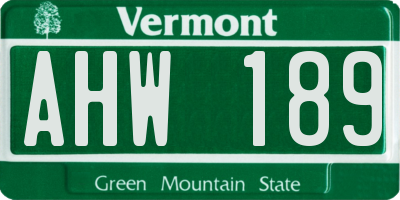 VT license plate AHW189