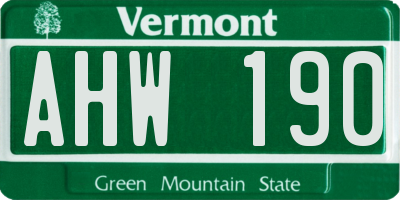 VT license plate AHW190