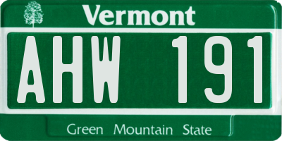 VT license plate AHW191