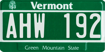 VT license plate AHW192
