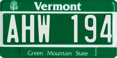 VT license plate AHW194