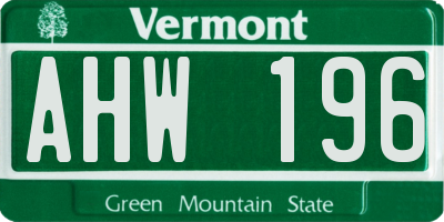 VT license plate AHW196