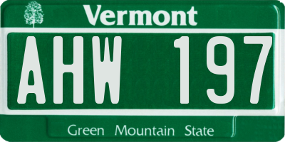 VT license plate AHW197