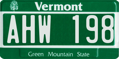 VT license plate AHW198