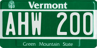VT license plate AHW200