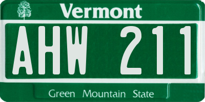 VT license plate AHW211