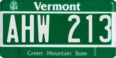 VT license plate AHW213