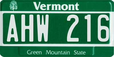 VT license plate AHW216