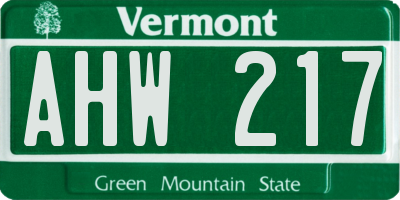 VT license plate AHW217