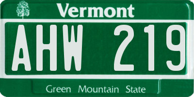 VT license plate AHW219