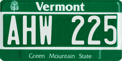 VT license plate AHW225