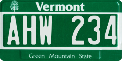 VT license plate AHW234