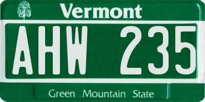 VT license plate AHW235