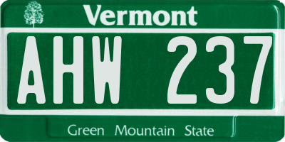 VT license plate AHW237