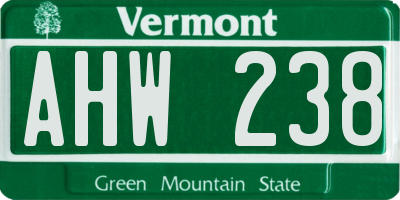 VT license plate AHW238