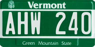 VT license plate AHW240