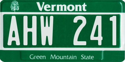 VT license plate AHW241