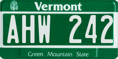 VT license plate AHW242