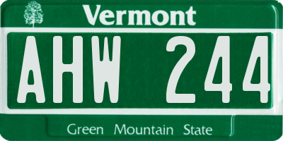 VT license plate AHW244