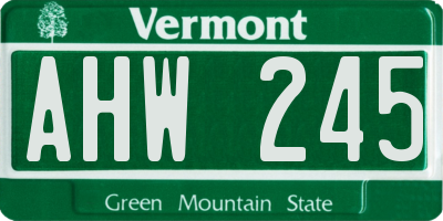 VT license plate AHW245