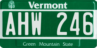 VT license plate AHW246