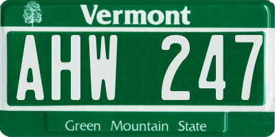 VT license plate AHW247