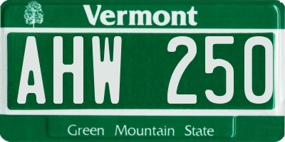 VT license plate AHW250