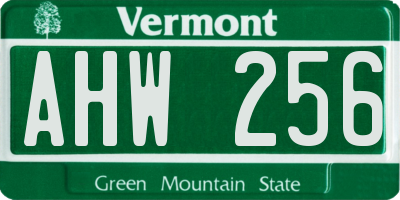 VT license plate AHW256