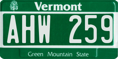 VT license plate AHW259
