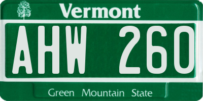 VT license plate AHW260