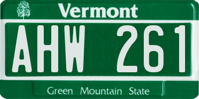 VT license plate AHW261