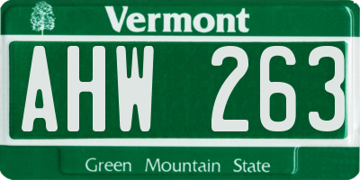 VT license plate AHW263