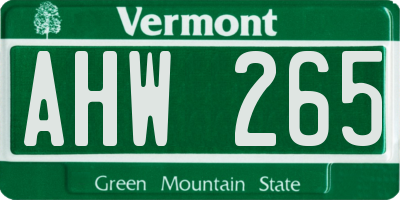 VT license plate AHW265