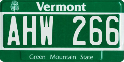 VT license plate AHW266