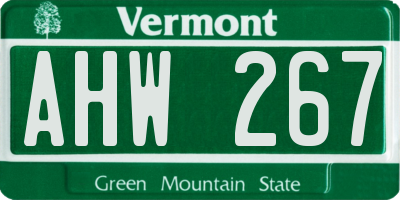 VT license plate AHW267