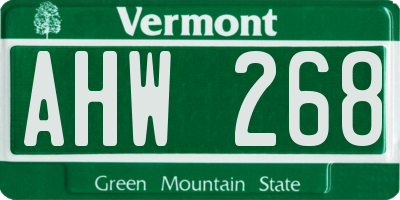 VT license plate AHW268