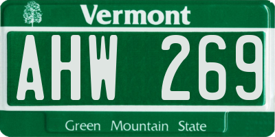 VT license plate AHW269