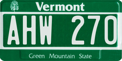 VT license plate AHW270